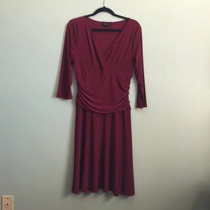 Crossover Tummy Control Dress Burgundy Size 10